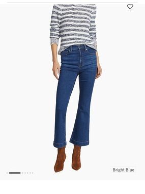 Veronica Beard Carson High Rise Crop Flare Jeans Washed Oxford Sz 27